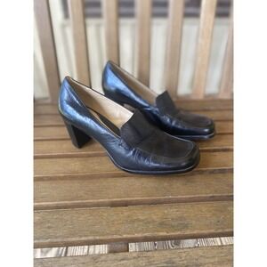 Antonio Melani 6 M  Black Leather Heels Classic Career Pumps Italian Designer